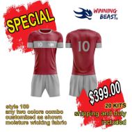Picture of Lot of 20 Soccer Apparel (Jersey and Shorts) Custom Made for You with Numbers and Logo on Jersey. Style 109. Special