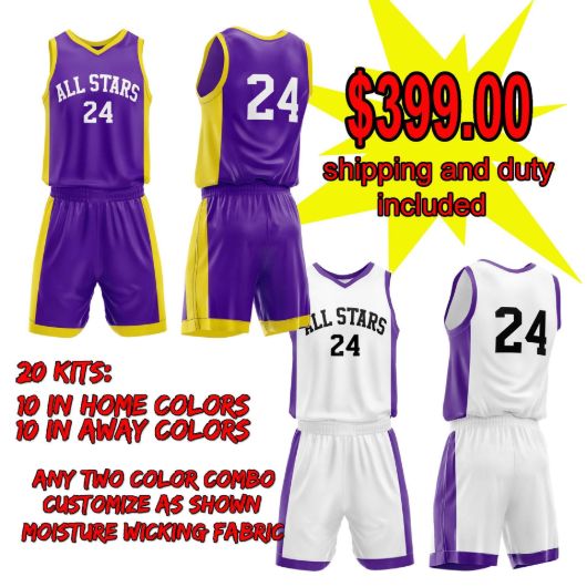 Picture of Lot of 20 Basketball Apparel (Jersey and Shorts) Custom Made for You with Numbers and Team Name. Style 514. Special