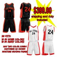 Picture of Lot of 20 Basketball Home and Away Uniforms Style N514-Special Custom Made.