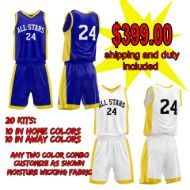 Picture of Lot of 20 Basketball Home and Away Uniforms Style N514-Special Custom Made.